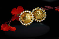 925 Silver Gold Plated Big Kundan Earrings view 6