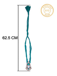 Silver Statement Turquoise Kundan Beaded Necklace view 6