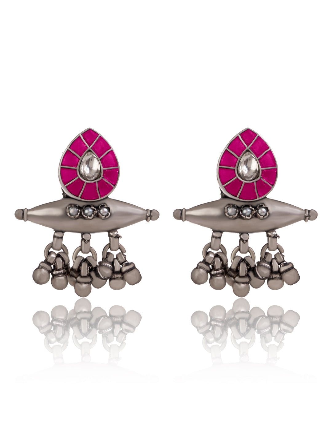 Dumroo Earrings with Kundan Motif view 1
