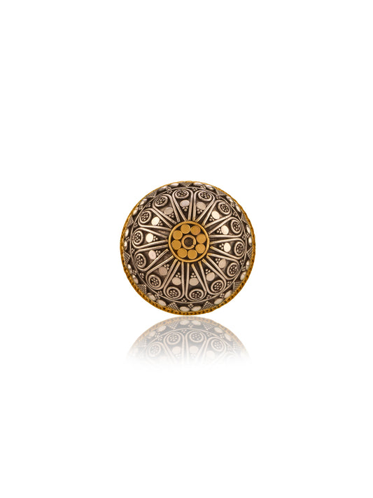 Two Toned Dome Adjustable Ring