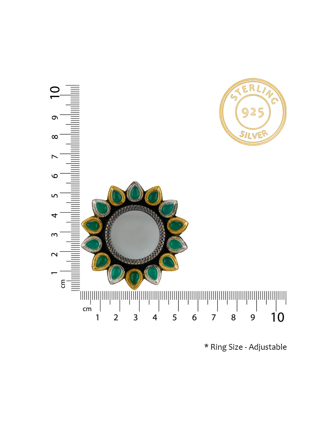 Green Onyx Adjustable Ring with Glass view 3