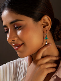 Silver Turquoise Everyday Danglers view 1