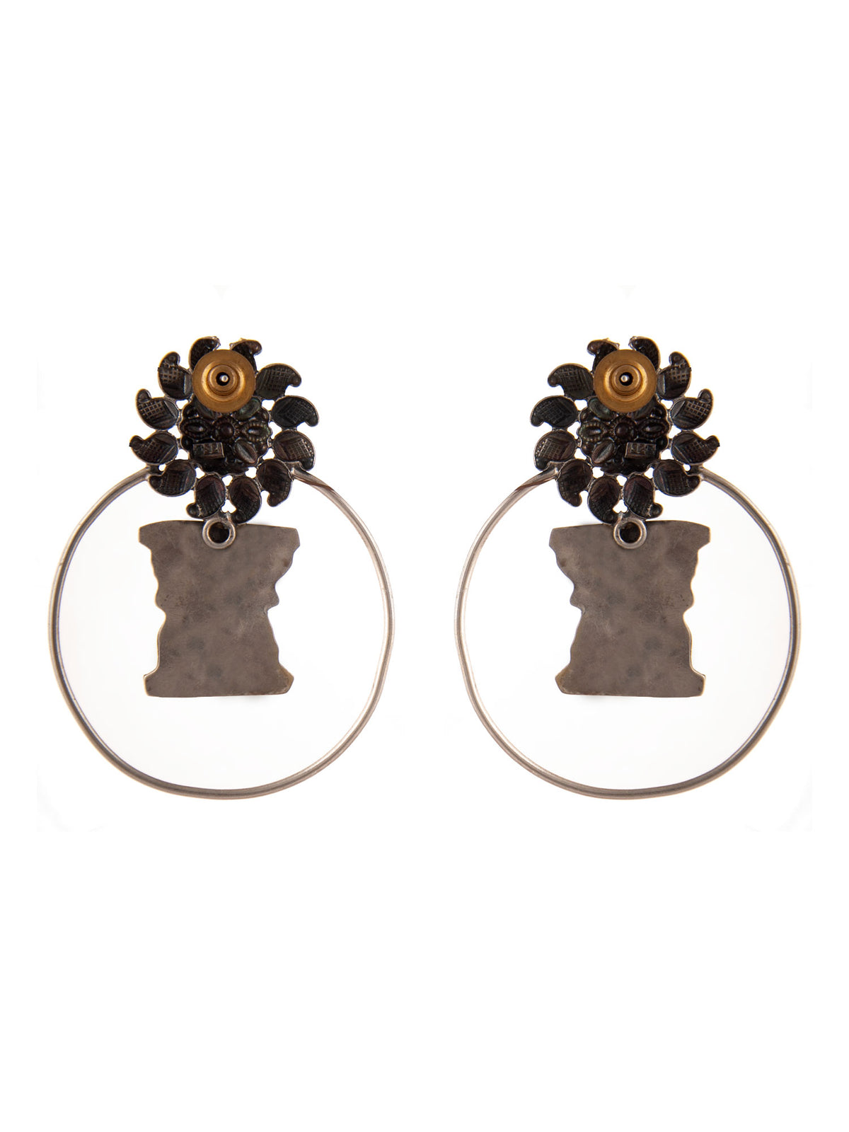 925 Sterling Silver Two Tone 22K Gold Plated Studs Earring With Pink Ruby and White  Kundan view 6
