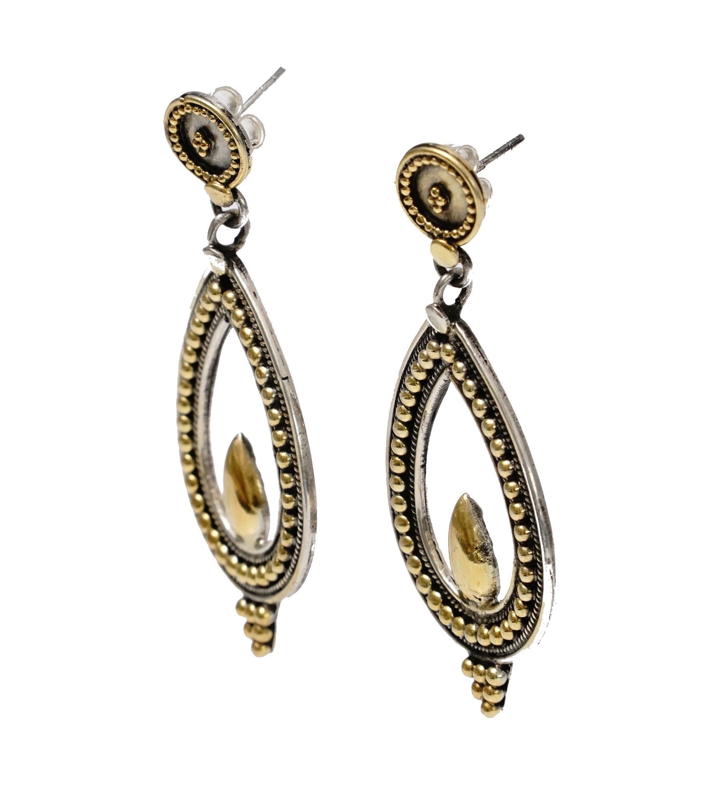 925 Silver Two Tone Earrings - Neeta Boochra Jewellery
