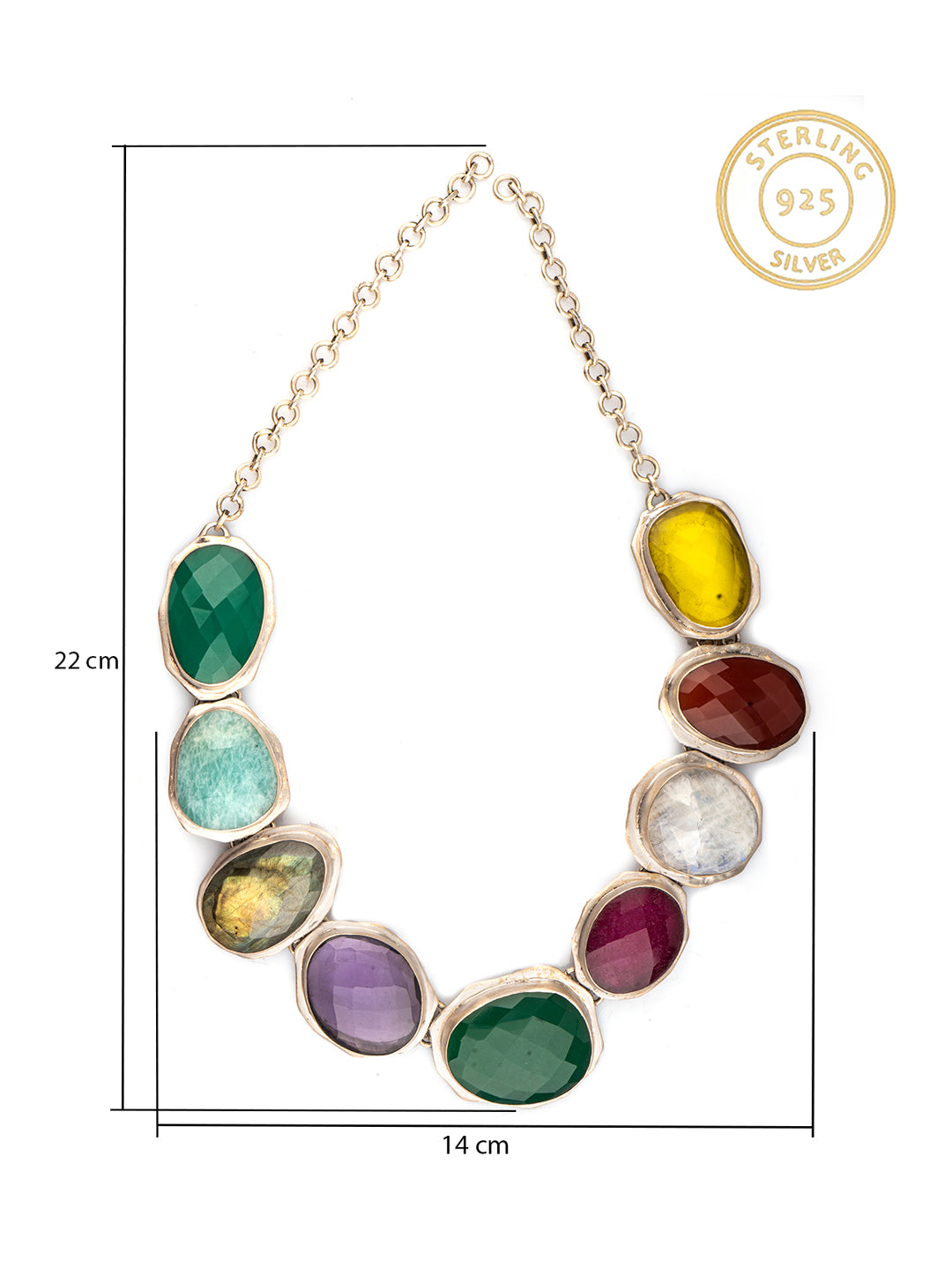 Multicolored Big Semi-Precious Gemstone Necklace view 2