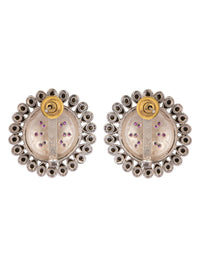 925 Sterling Silver Two Tone Floral Studs view 5