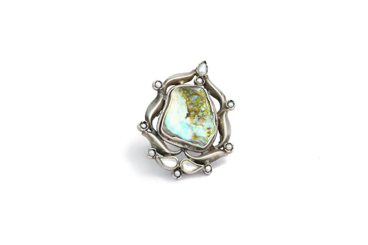 Mother of Pearl 925 Silver Ring - Neeta Boochra Jewellery