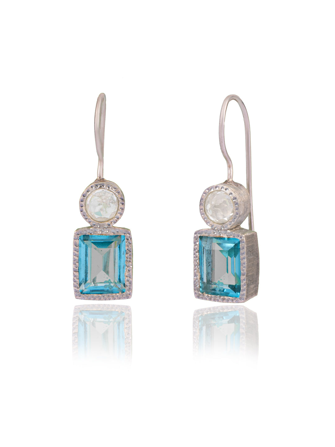 Blue Topaz Textured Danglers view 1