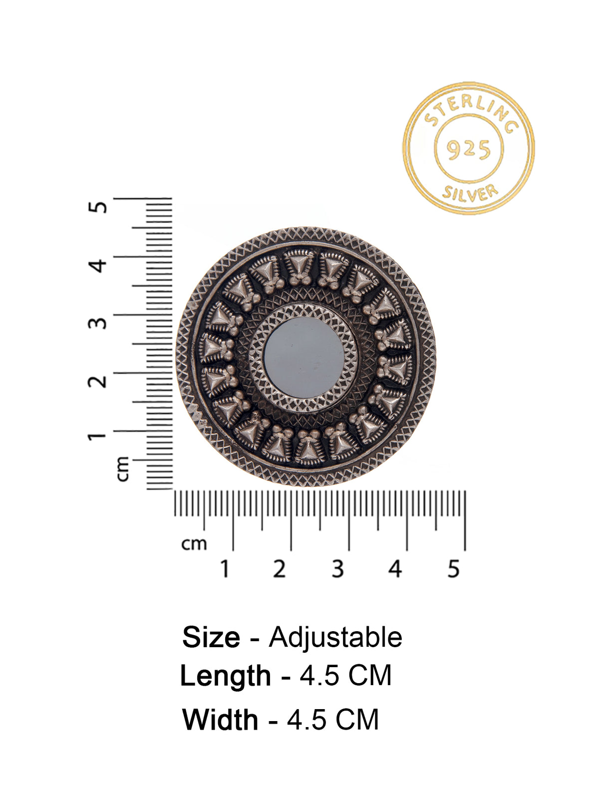 Silver Small Mirror Adjustable Ring view 4