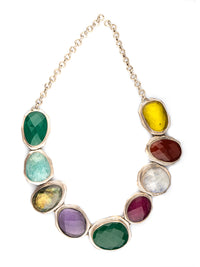 Multicolored Big Semi-Precious Gemstone Necklace view 1