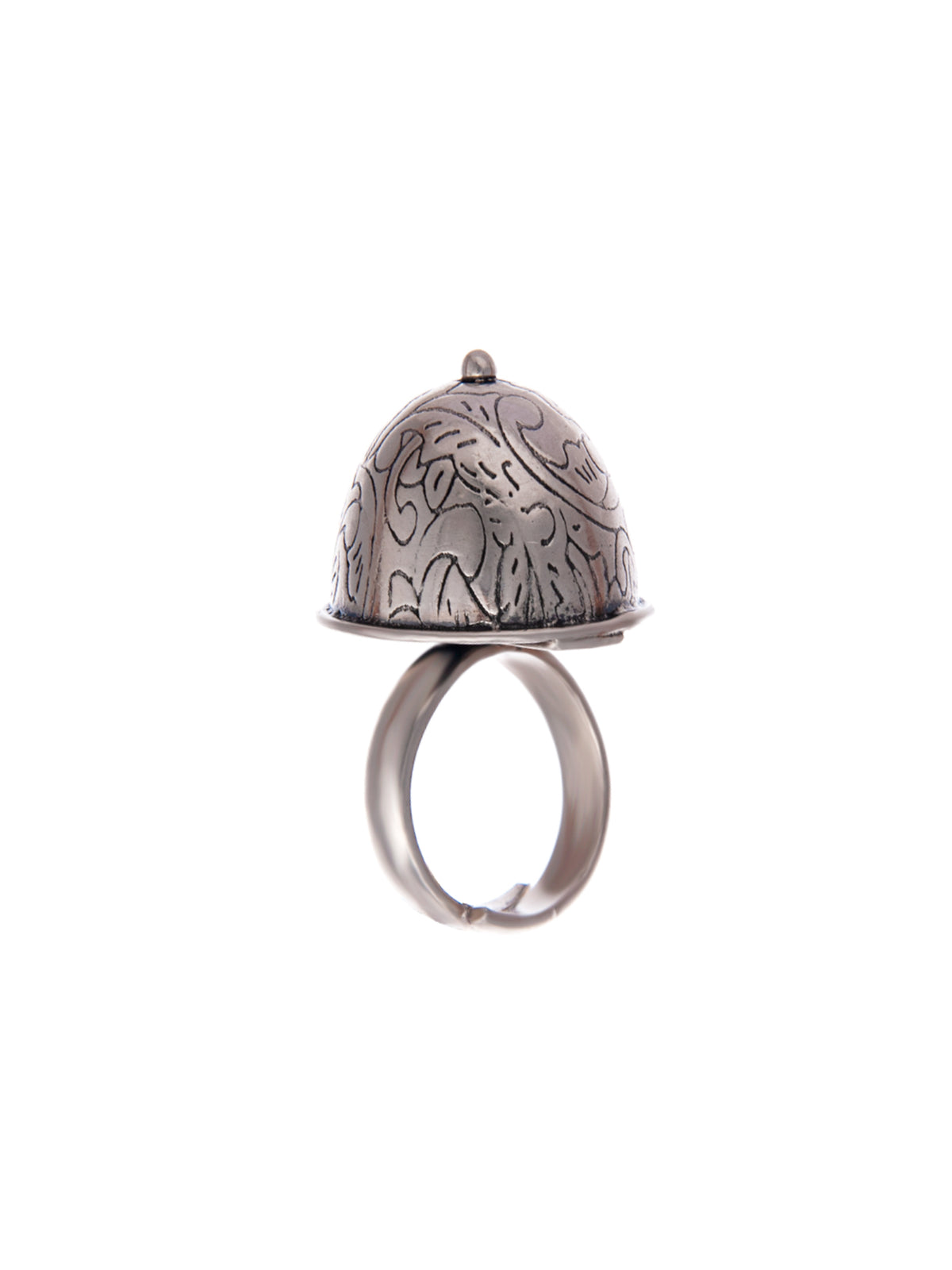Silver Pattern Adjustable Ring view 1