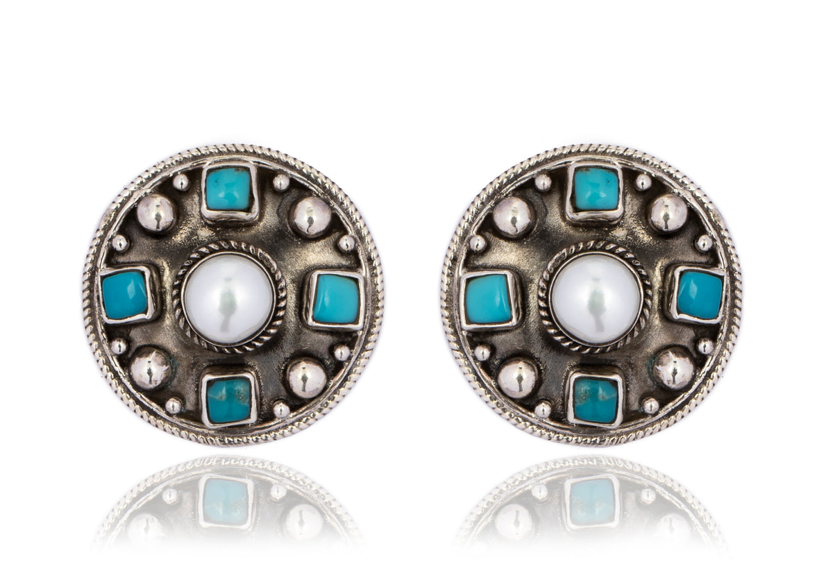 925 Sterling Silver Studs with Turquoise Gemstone view 1