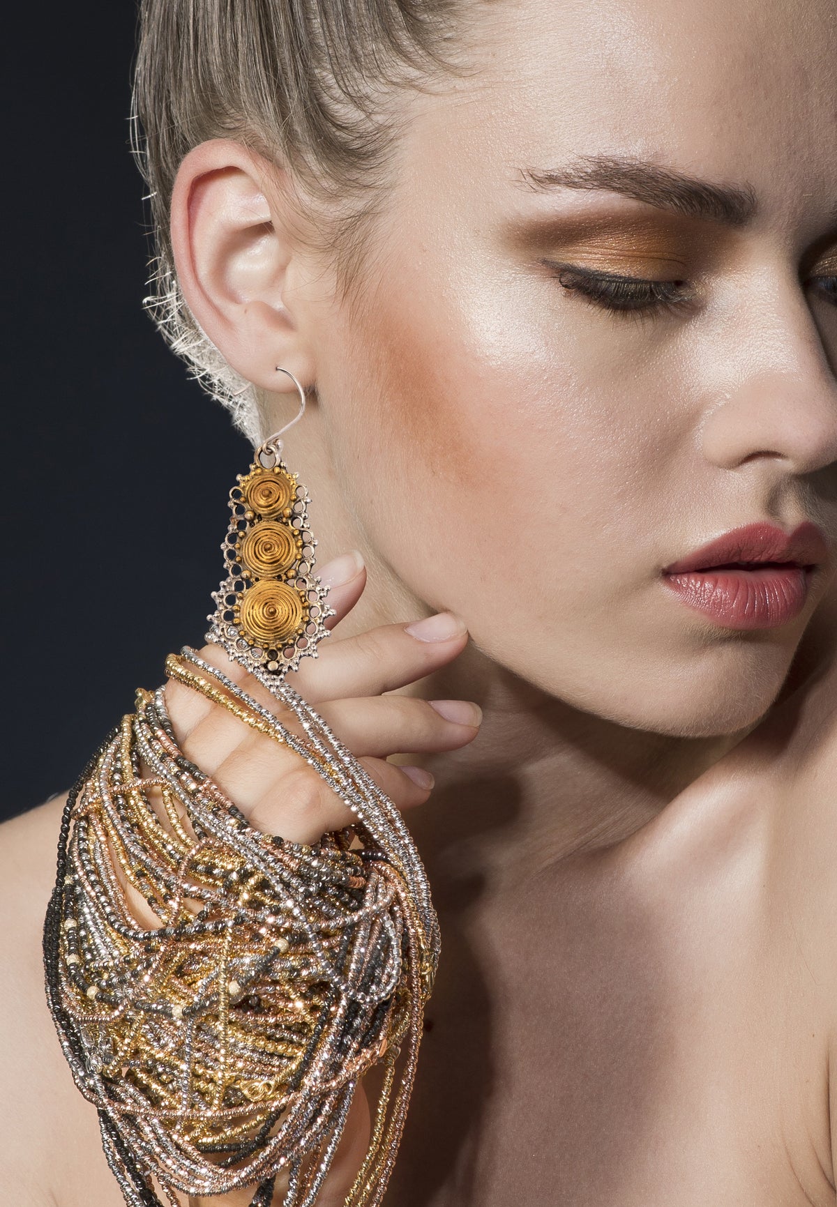 925 Sterling Silver Two Tone Rawa Danglers view 3