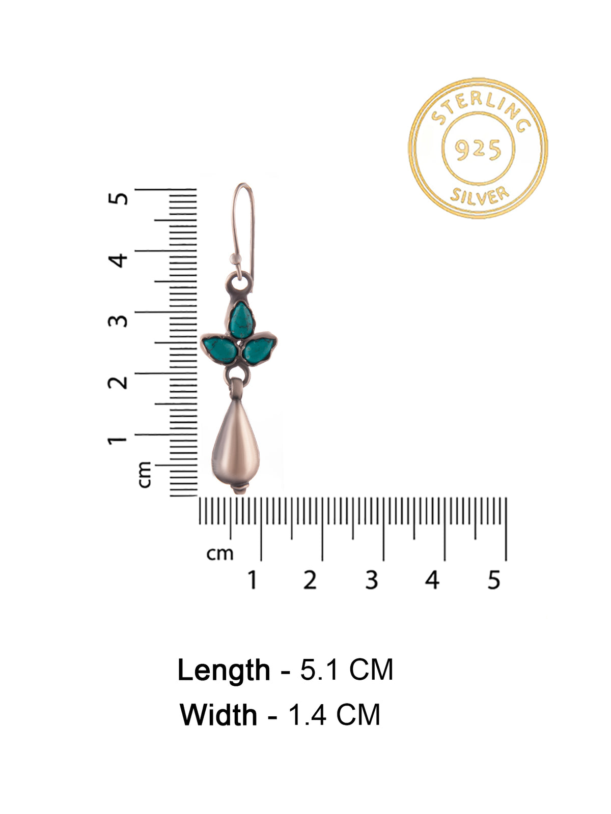 Silver Turquoise Everyday Danglers view 5
