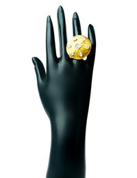 Silver Gold Plated Star Ring with Kundan view 4