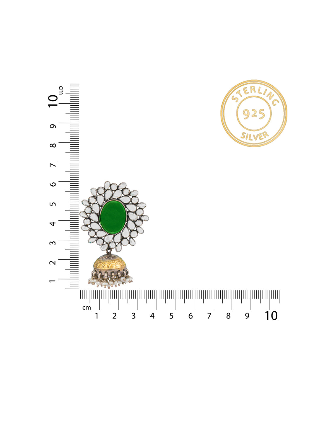 925 Sterling Silver Two Tone Checker Jhumki view 4