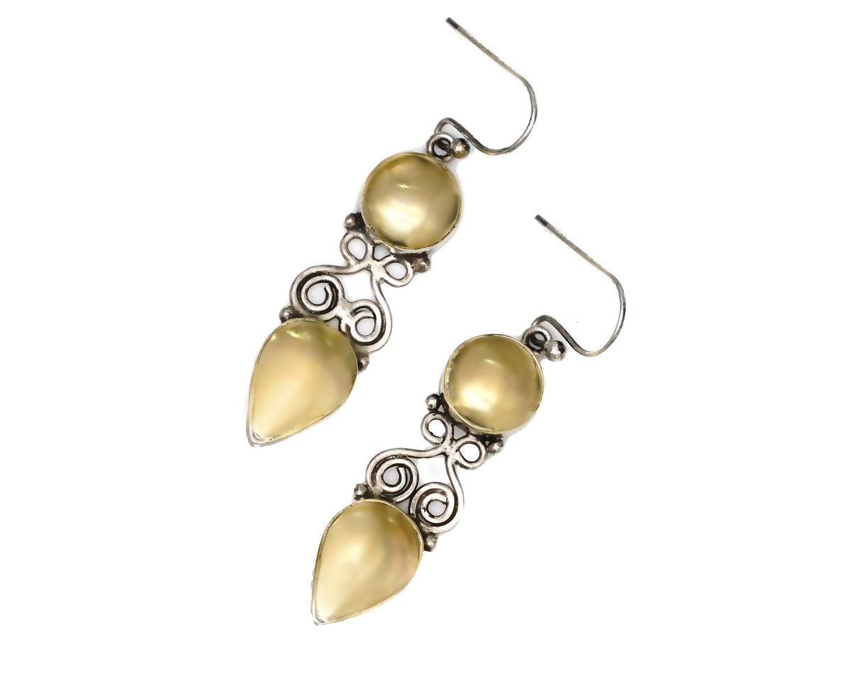 925 Silver Two Tone Earrings with Pearls and Kundan view 4