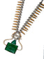 925 Sterling Silver Two Tone 22K Gold Plated Necklace with Green Stone