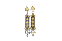 Silver Earrings with Yellow Glass view 1