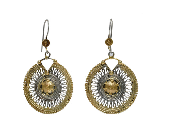 925 Silver Two Tone Mesh Dangler Earrings alternate