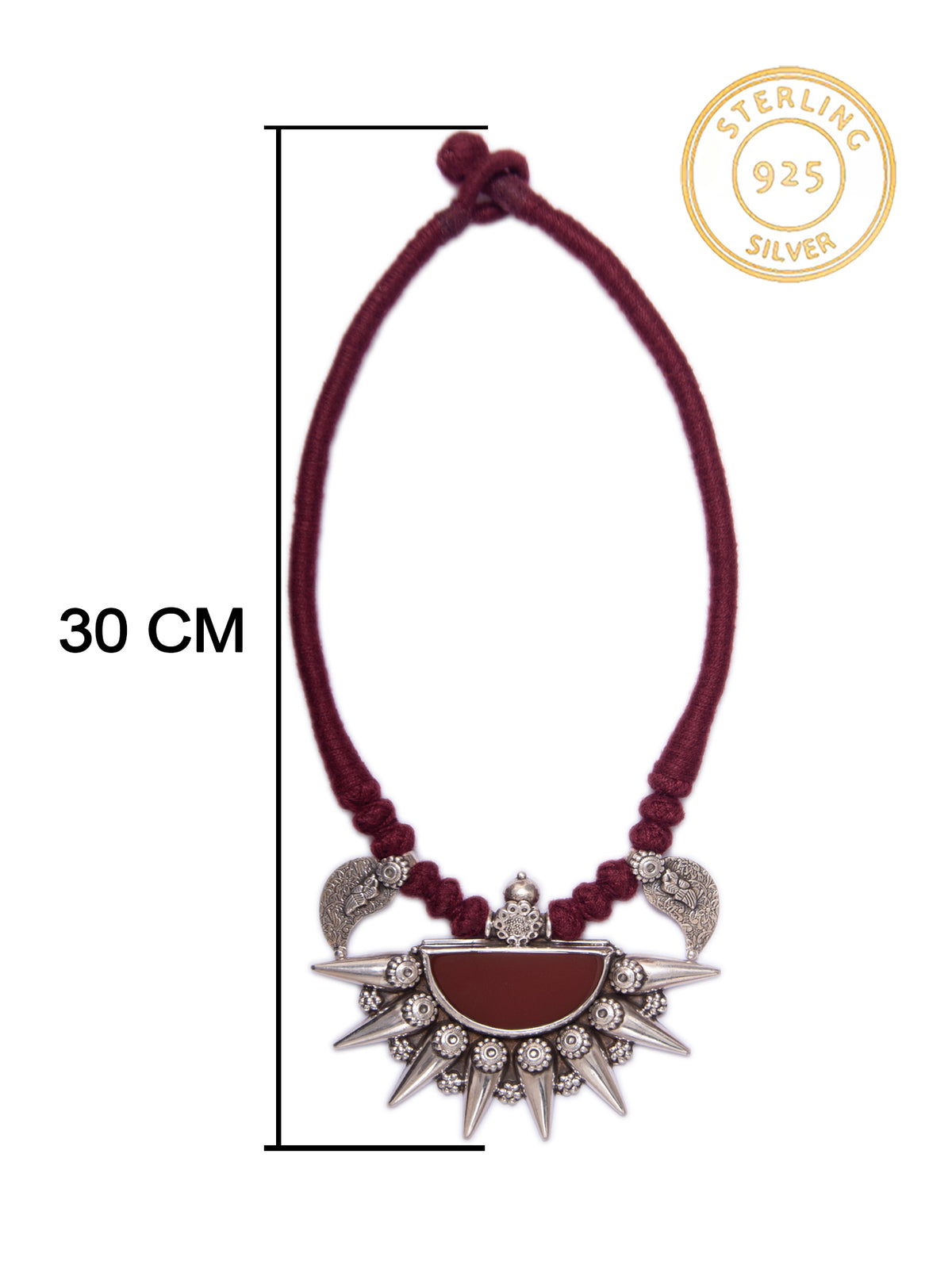 Silver Cornelion Thread Necklace view 6