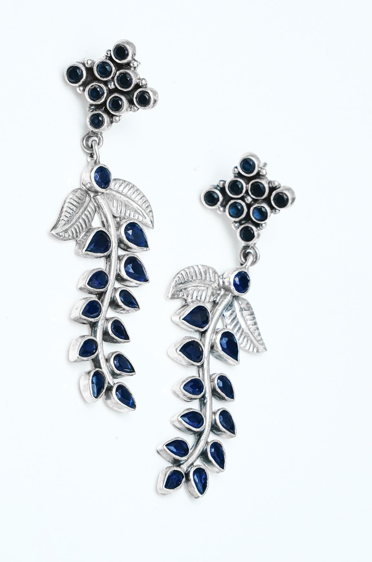 925 Silver Leaf Earrings with Blue Lapis view 4