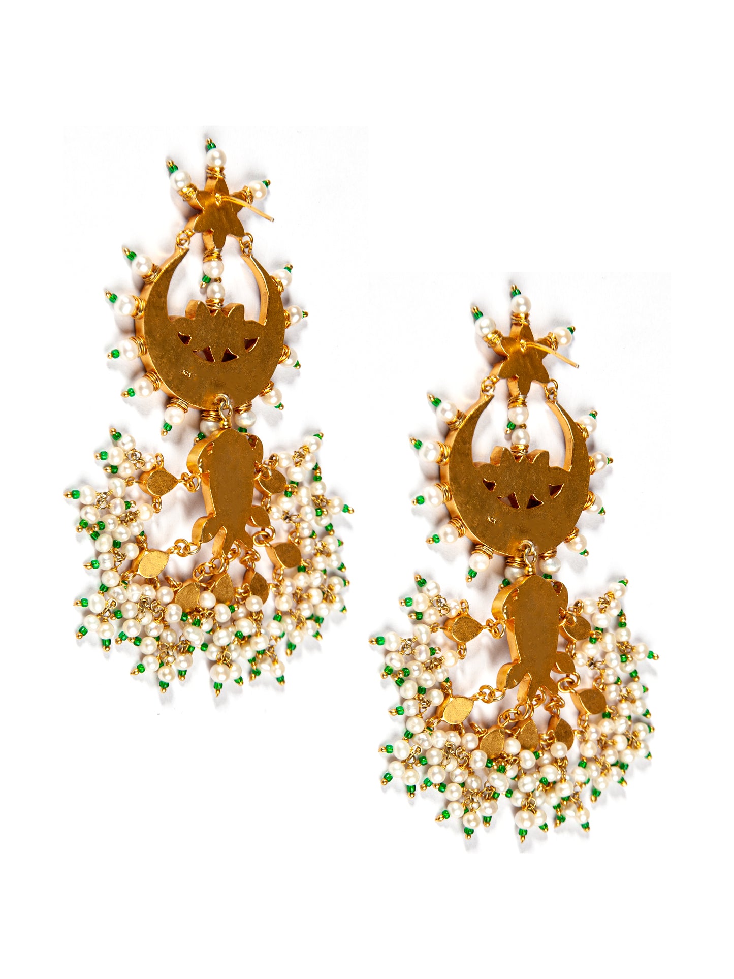 Svarnim Festive Statement Earrings with Pearl and Kundan
