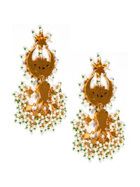 Svarnim Festive Statement Earrings with Pearl and Kundan view 4
