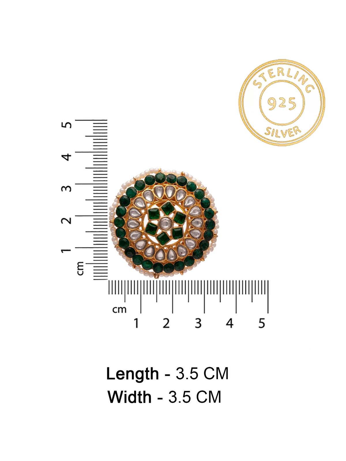 Svarnam Round Kundan Ring view 5