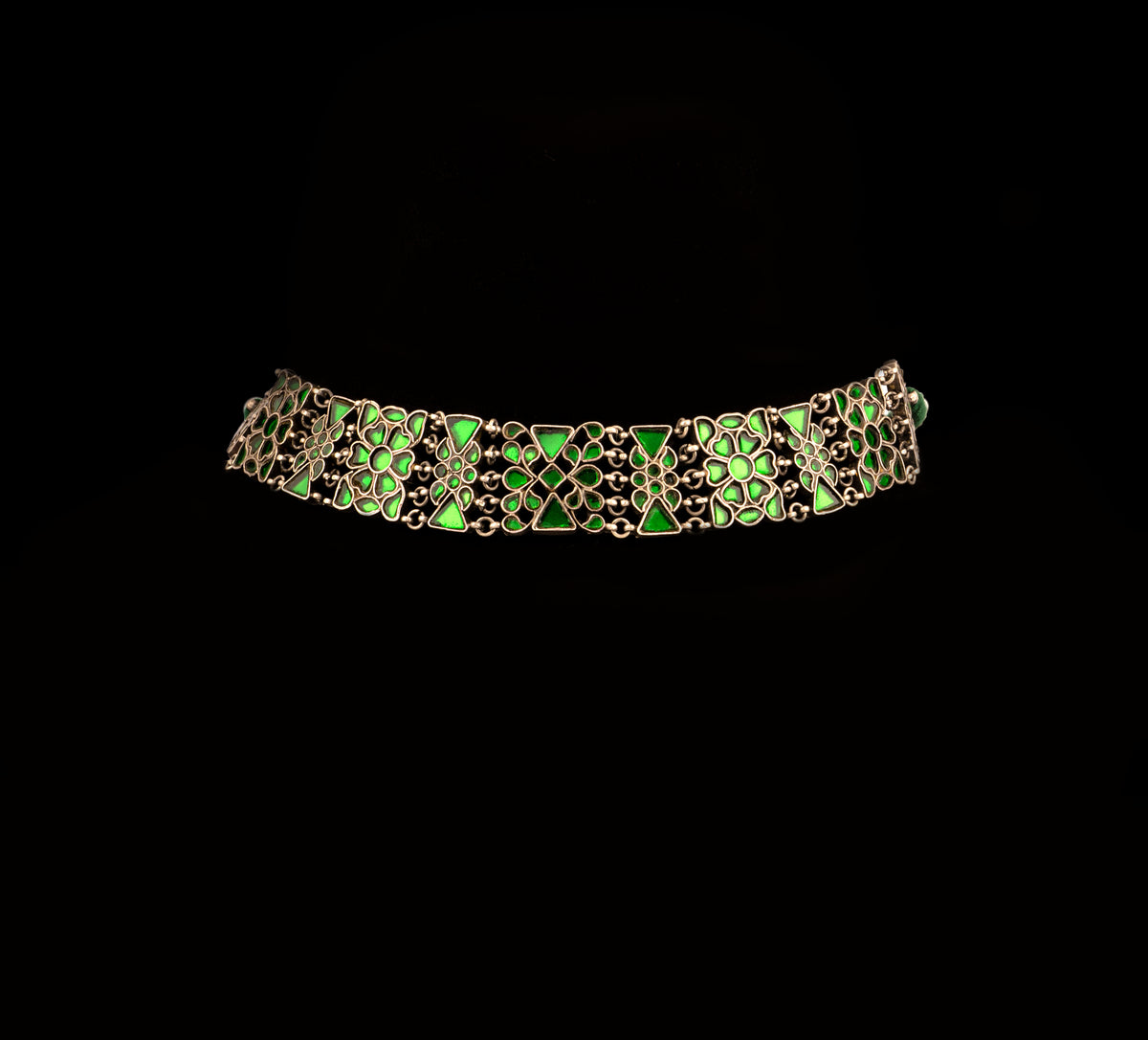 925 Sterling Silver Neckalce with Fine Glass Work view 1