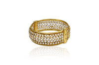 Silver Gold Plated Bangle with Checker Stones view 1