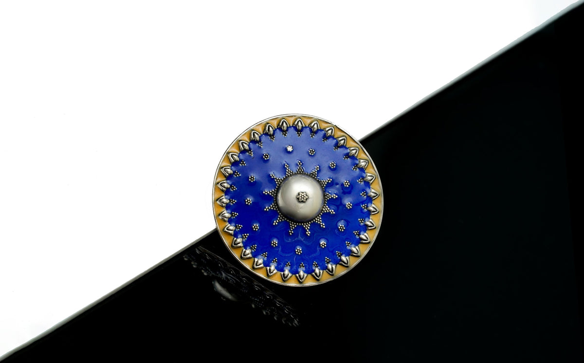 Blue and Yellow Meenakari Ring view 3