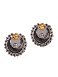 Silver Green White Kundan Studs view 6
