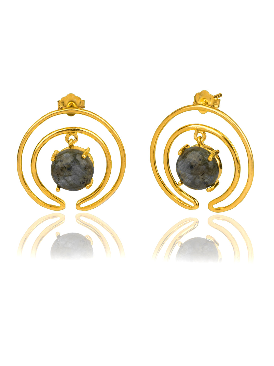 Gold Plated Labradorite Hoops view 1