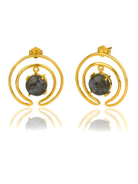 Gold Plated Labradorite Hoops view 1
