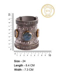 925 Sterling Silver Gemstone Bangle With Kundan view 6