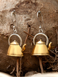 925 Sterling Silver 22K Gold Plated Kettle Dangler Earrings view 2