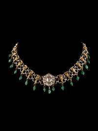 925 Sterling Silver Two Tone 22K Gold Plated Necklace With Strawberry Quartz and White Kundan view 7
