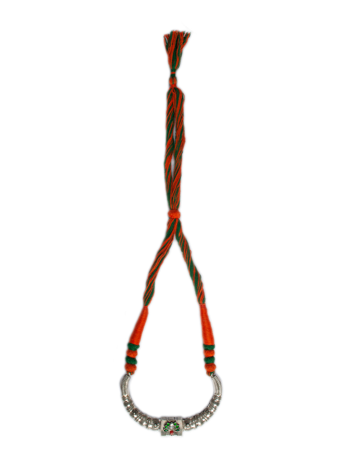 925 Sterling Silver Necklace With Multicolor Kundan view 6