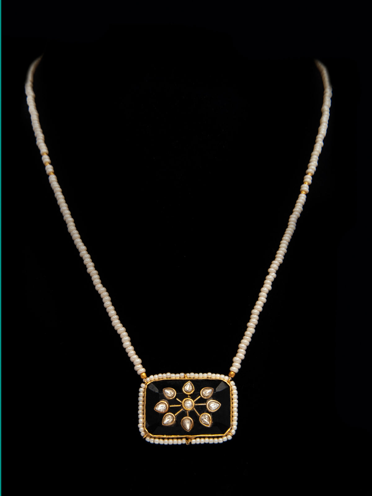 Gold Plated Black Onyx Pearl Necklace view 5