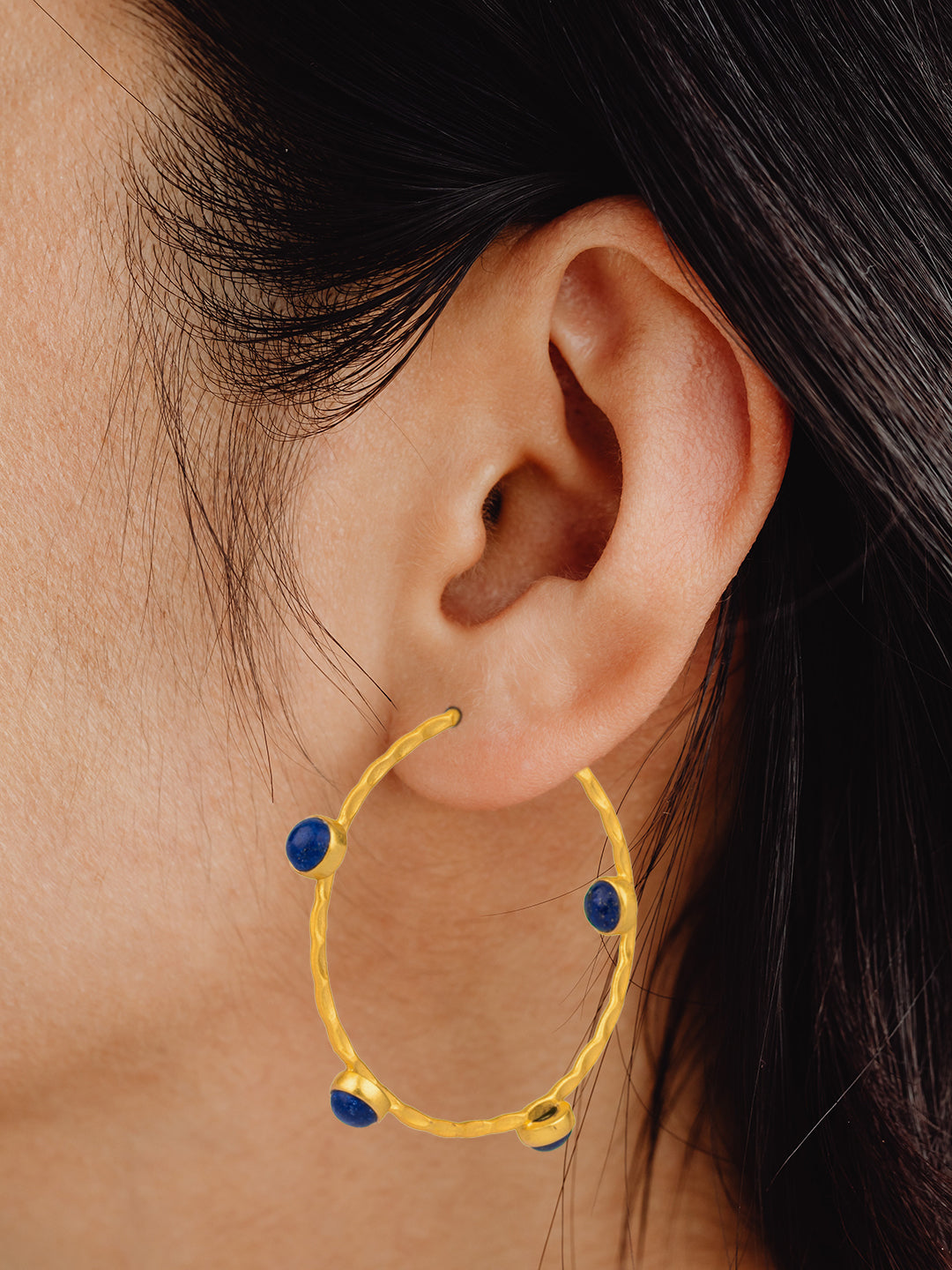 Big Circular Blue Lapis Hoops view 2