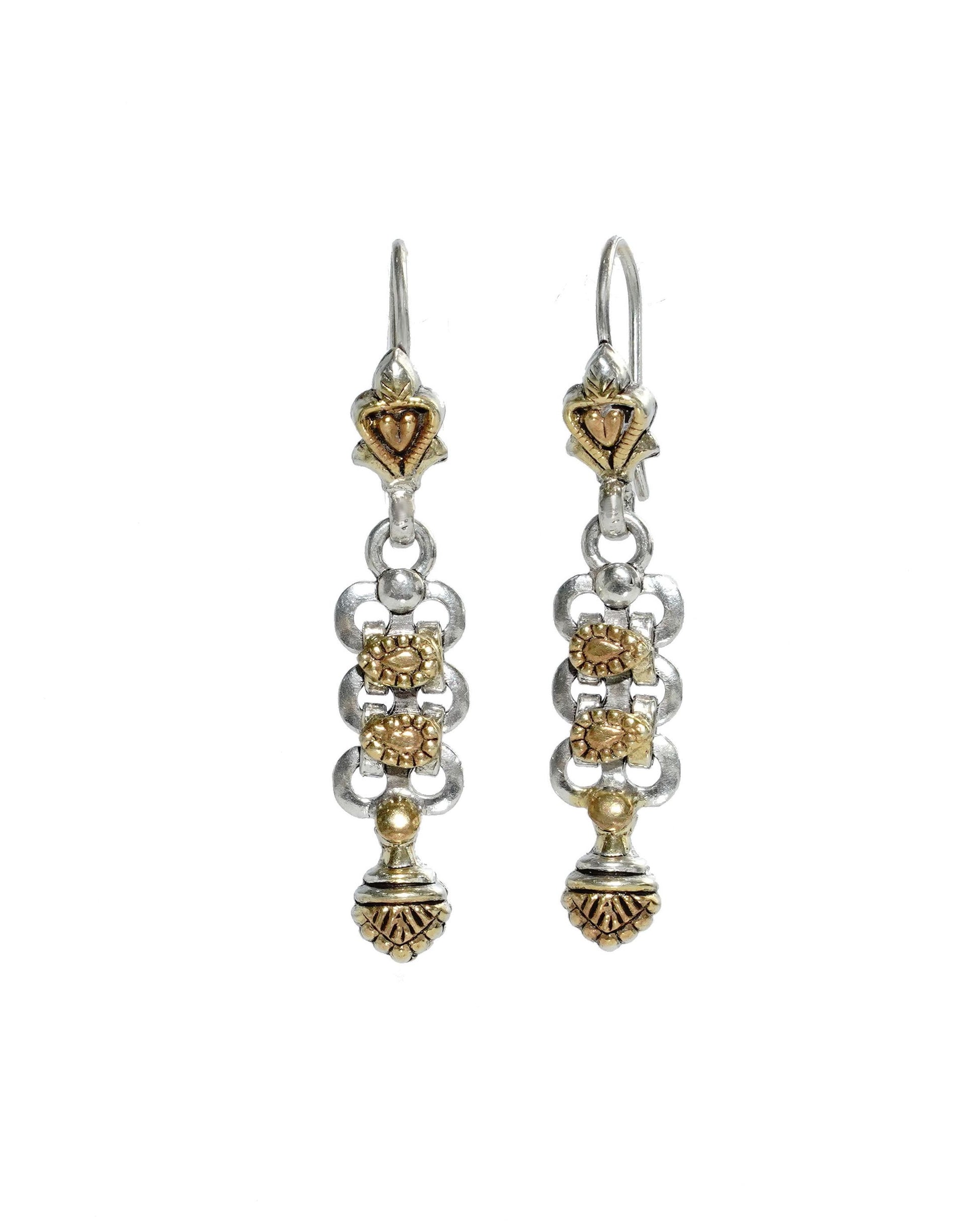 925 Silver Two Tone Danlger Earrings - Neeta Boochra Jewellery