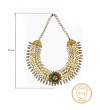 925 Sterling Silver Two Tone Necklace with Kundan Motif view 4