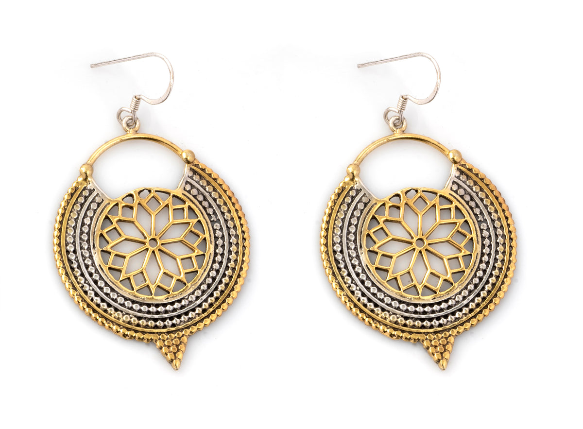 925 Sterling Silver Two Tone Danglers view 2