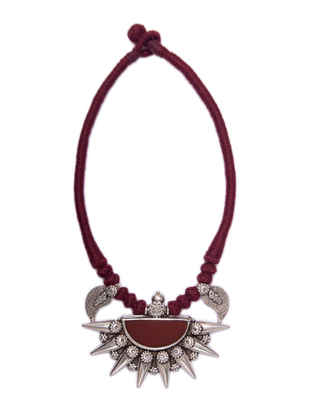 Silver Cornelion Thread Necklace view 5