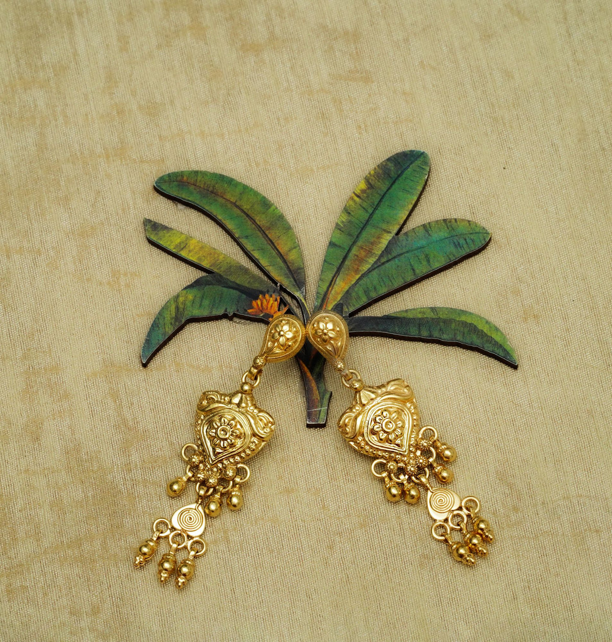 Floral Gold Earrings view 4