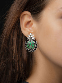 925 Sterling Silver Meenakari Earrings with Kundan view 3
