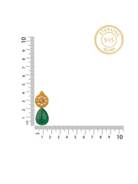 Big Gold Plated Kundan Studs with Green Onyx view 3