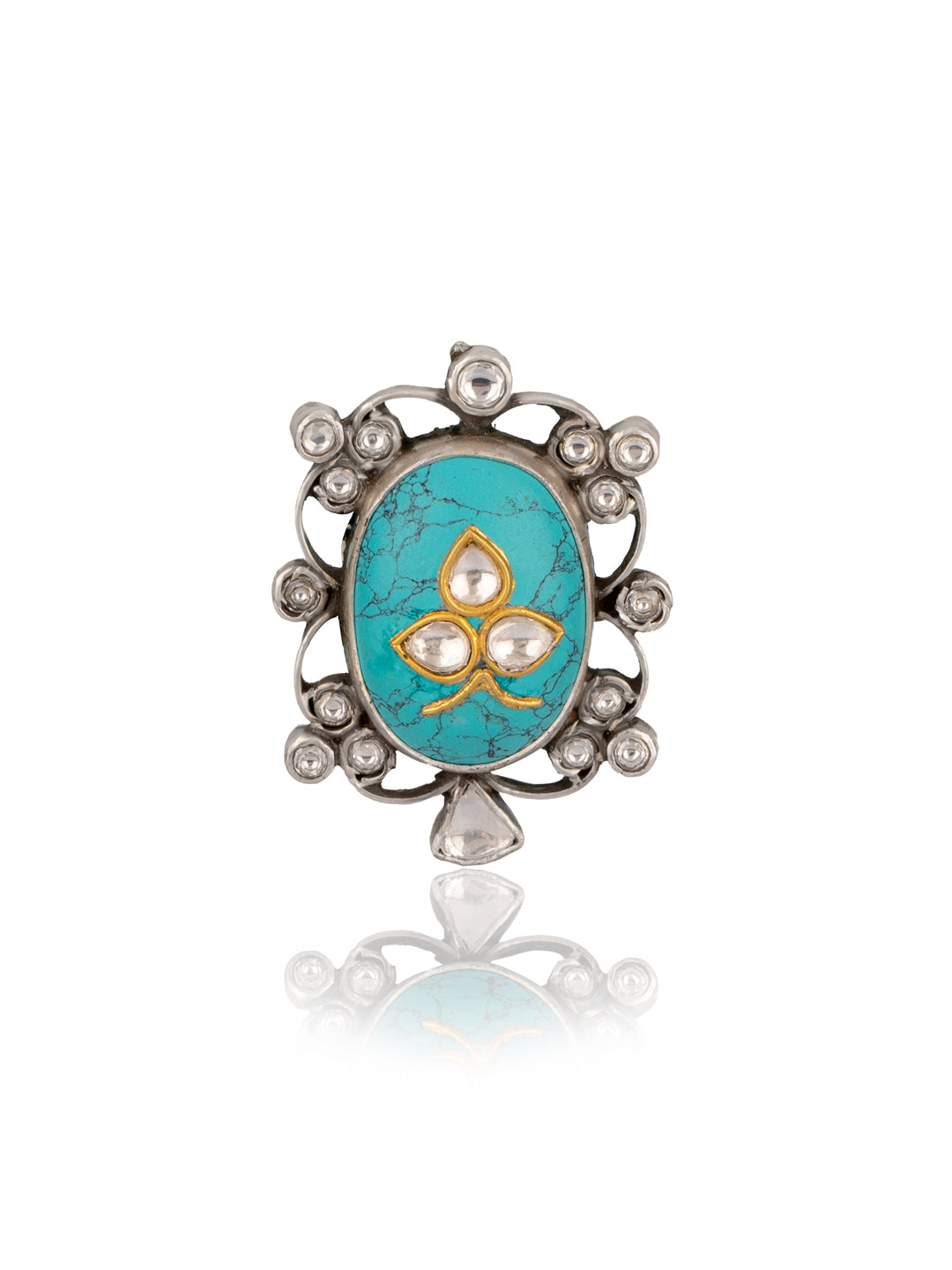 Kundan Turquoise Adjustable Ring