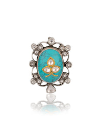 Kundan Turquoise Adjustable Ring view 1